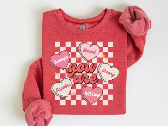 Discover Retro Teacher Valentines Sweatshirt, Womens Heart Valentines Sweatshirt, Love Valentines Sweatshirt, Cute Valentines Day Gift