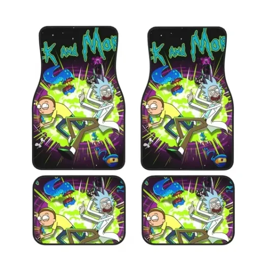 Animated Rick and Rickandmorty Car Floor Mat Piece Front/Rear Auto Foot Mats Carp