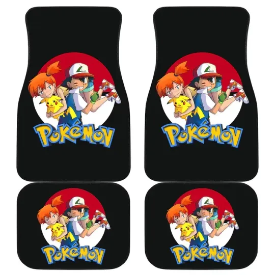 PKM Anime Car Floor Mats - Naughty Ash Ketchum Satoshi With Tired Pika