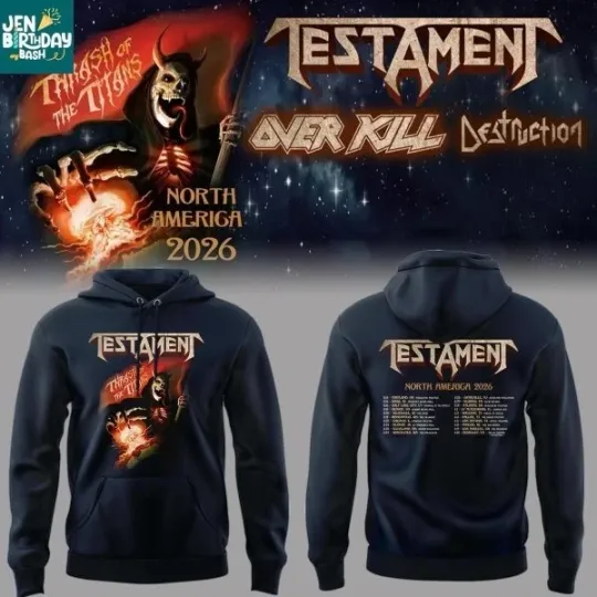 Discover Testament Thrash Of The Titans North America 2026 Tour Hoodie