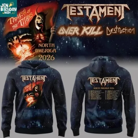 Discover Testament Over Kill Destruction North America 2026 Tour Hoodie