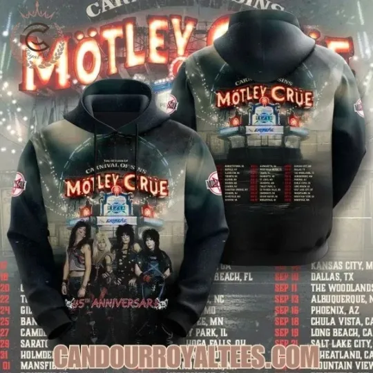 Discover The Return Of Carnival Of Sin Motley Crue 45th Anniversary Hoodie