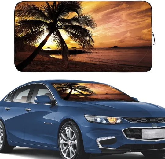 Discover Gven Windshield Sun Shade, Vehicle Car Sun Shade Windshield Funny Yellow Beach