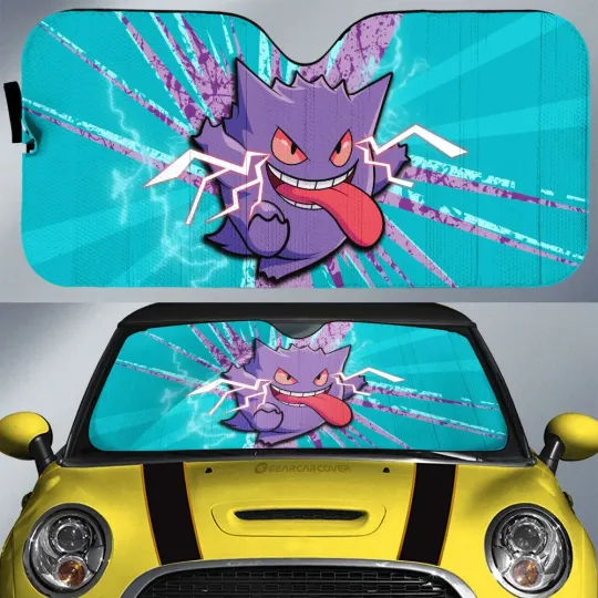 Discover Gengar Car Sunshade Custom Car Interior Accessories  Windshield Anti-UV Protecti