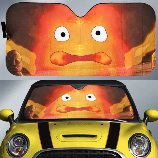 Calcifer Car Sunshade Custom Howl's Moving Castle Car Accessories  Windshield An