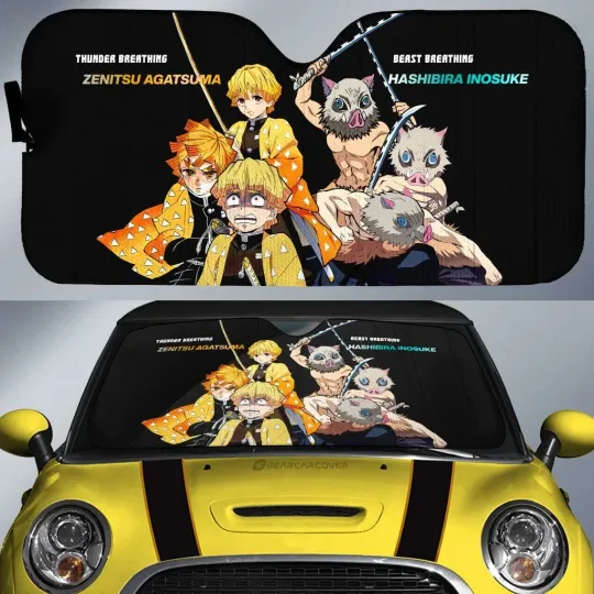 Discover zenittsu And Inosuke Car Sunshade Custom