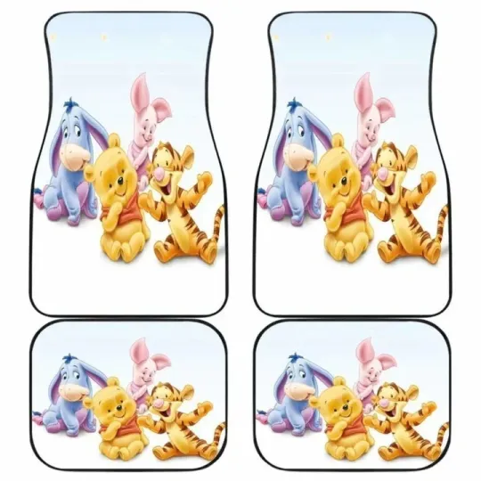 Discover Pooh And Friends Funny Friendship In White Theme Car Floor Mats Car Accessories