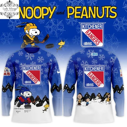 Discover Kitchener Rangers x Snoppy And Peanuts Night Hockey Shirt Men's