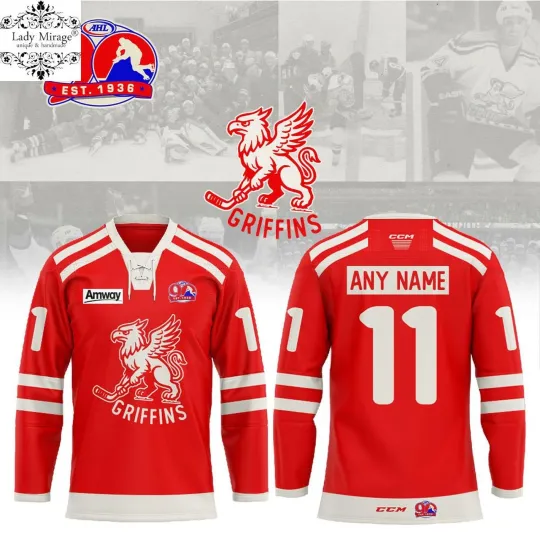 Discover Custom Grand Rapids Griffins 90th Anniversary Vintage Vibe Hockey Shirt Men's