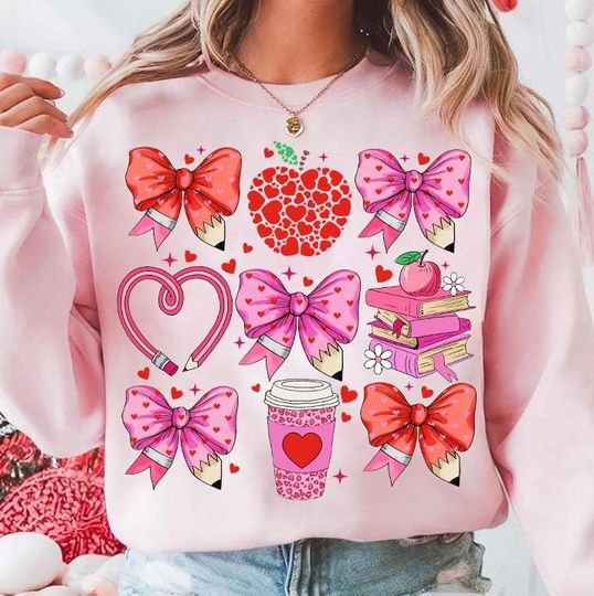 Discover Teacher Valentine Coquette Png, Valentine Teacher Png, Retro Teacher Gift, Teacher Valentine Shirt Design, Teacher png, Valentines Heart png