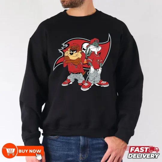 Discover Tampa Bay Buccaneer Taz and Bugs football Football Sweatshirt - Full Color, Full Size