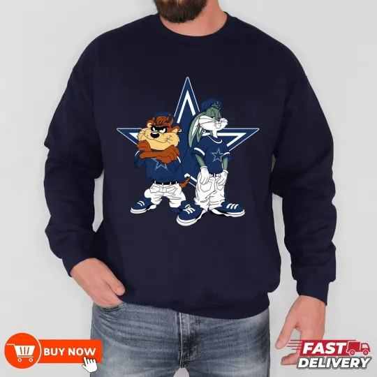 Discover Dallas Cowboys Taz and Bugs football Football Sweatshirt - Full Color, Full Size