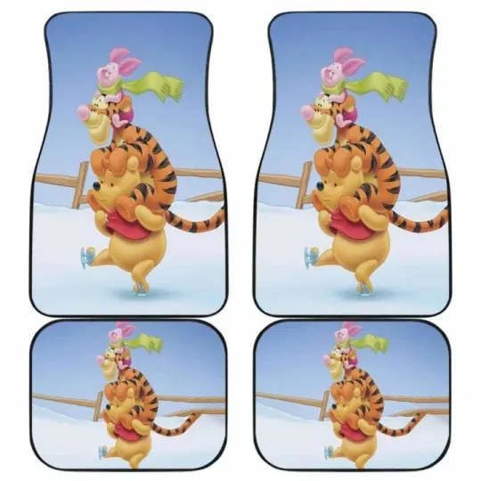 Discover Pooh Friends Playing In Winter Car Floor Mats Universal Fit Car Accessories