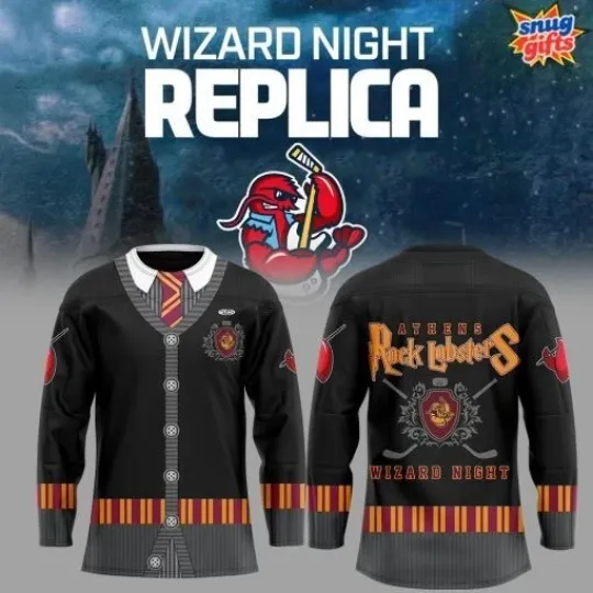 Discover Athen Rock Lobster x Wizard Night 2025 Hockey Jersey All Sizes