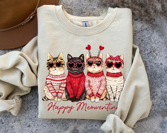 Discover Valentine Cat Sweatshirt, Cat Lover Tee, Valentines Gift