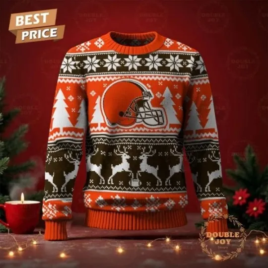 Discover Cleveland Football Merry Christmas 2025 Sweater All Sizes