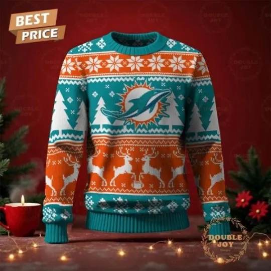 Miami Dolphin Football Christmas 2025 Sweater All Sizes