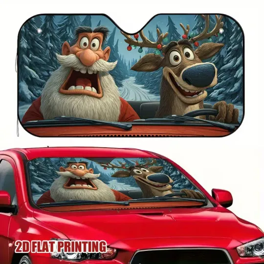 Discover Christmas Santa and Reinde Car Sun Shade, Car Winds