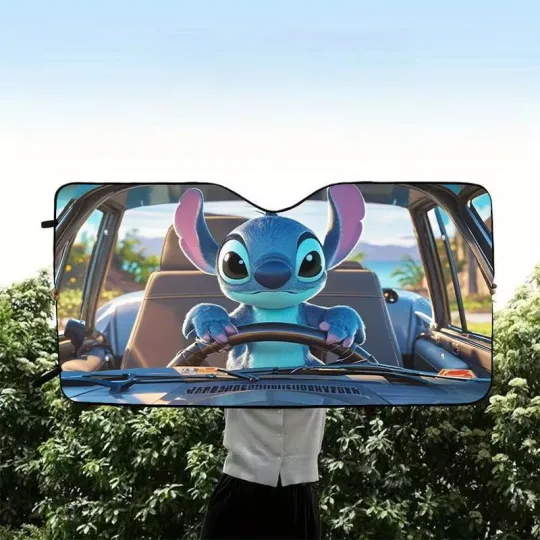 Discover Stitch Car Sun Shade, Disney Car Sunshade, Trip Accessory