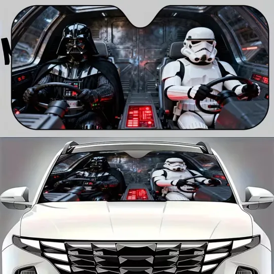 Discover Star Wars Darth Vader Characters in a Driving Car Sun Shade, Trip Accessory