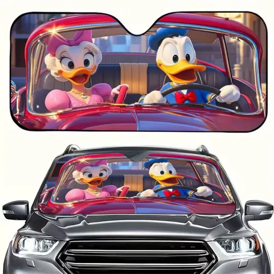 Donald Duck & Daisy Duck Car Sun Shade,  Cartoon Sunshade, Trip Accessory