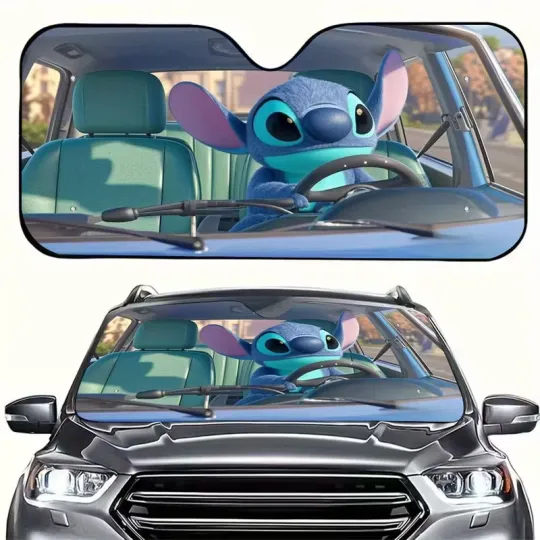 Discover Stitch Car Sun Shade, Cartoon Auto Sunshade, Trip Accessory