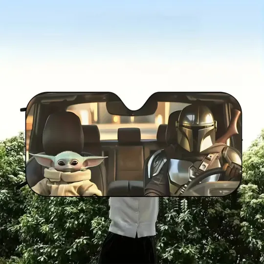 Discover Mandalorian And Yoda Car Sun Shade, Movie Auto Sunshade, Trip Accessory