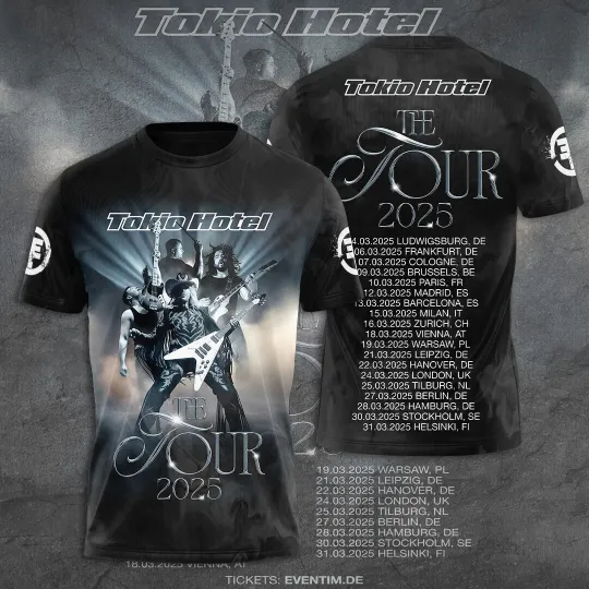 Discover Tokio Hotel The Tour 2025 Unisex 3D T-Shirt