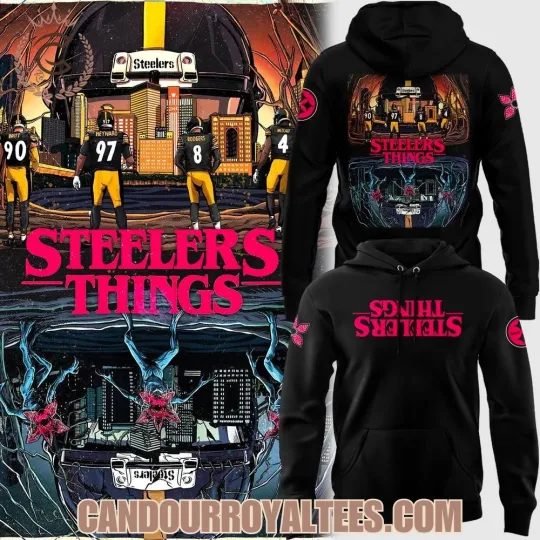 Stranger Things x Pittsburgh Steeler Hoodie All Sizes