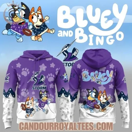 Melbourne 1Storm x BlueyDad And Bingo Hoodie All Sizes