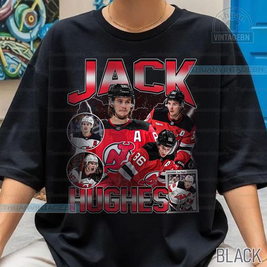 Discover Vintage Jack Hughes shirt, Jack Hughes Tee, Comfort colors Jack Hughes Tee, Bootleg Rap tee, New Jersey Youth Hockey Tee
