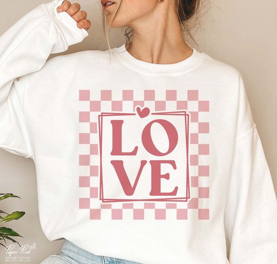 Discover Valentine SVG, Valentine's Day SVG, Valentine Shirt Svg, Love Svg, Gift for her Svg, Retro Love Heart Checkers Svg, Png Sublimation Cut File