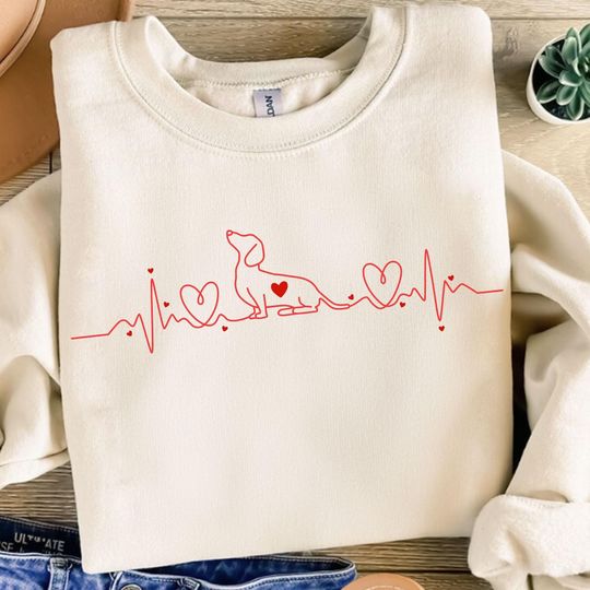 Discover Valentine Dog Dachshund Heartbeat Svg, Valentine Svg, Happy Valentine Svg, Love Season Svg, Dog Lover Svg, Funny Valentine Shirt, Vday Gifts