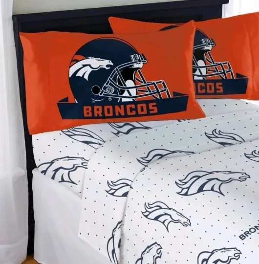 Denver Broncos football Queen Sheet Set Microfiber