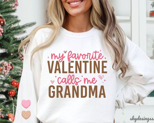 Discover My Favorite Valentine Calls Me Grandma SVG PNG, Valentine's Day Svg, Grandma Shirt Svg, Grandma Heart Svg, Grandma Svg With Grandkids Names