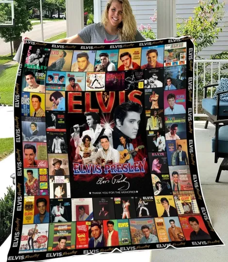 Elvis Presley Fleece Blanket King of Rock and Roll Bed Throw