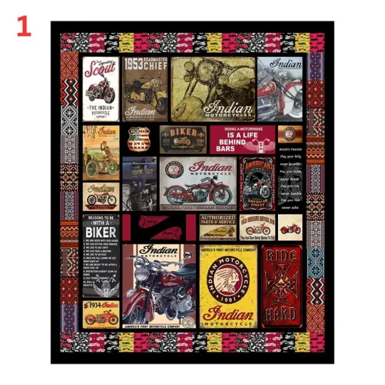 Discover Vintage Indian American Motorcycle Fleece Blanket