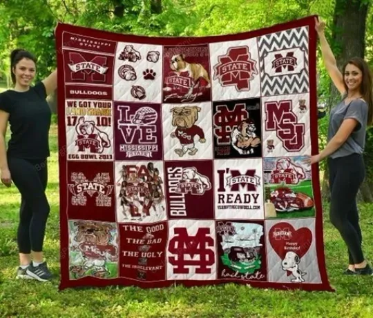 Discover Mississippi State Bulldog Fleece Quilt Blanket for Fans Bedroom Decor