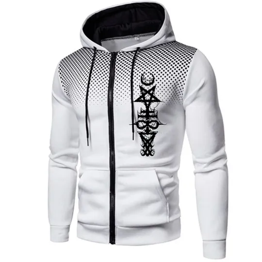 Satan Demon Print Hoodie 2025 Fall/Winter Hot Sale Men's Coat High Quality Hooded Long Sleeve Zipper Jacket Casual Sport Outwear