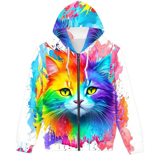 Discover Fashion Graffiti Cat Dog 3d Print Zipper Hoodies Sweatshirts Men Women Hooded Oversized Hoodie Zip Up Sweatshirts Tracksuits