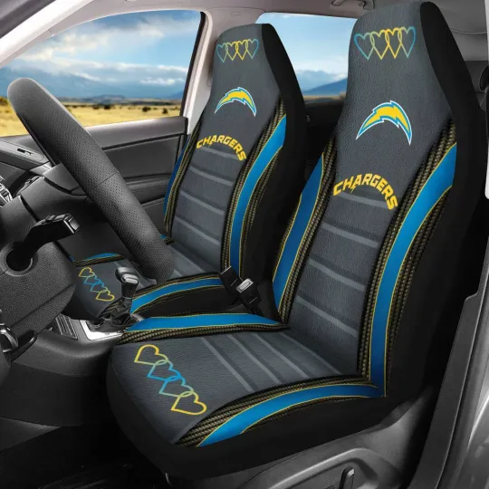 Discover Car Seat Cover Personalized Nonslip Seat Protector 2Pcs for Los Angeles Chargers