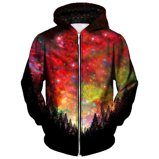 Discover Colorful Sky 3D Printed Zip Up Hoodie Unique Design Pattern Street Hooded Coat Harajuku Retro 2025 Spring New Oversized Hoodies