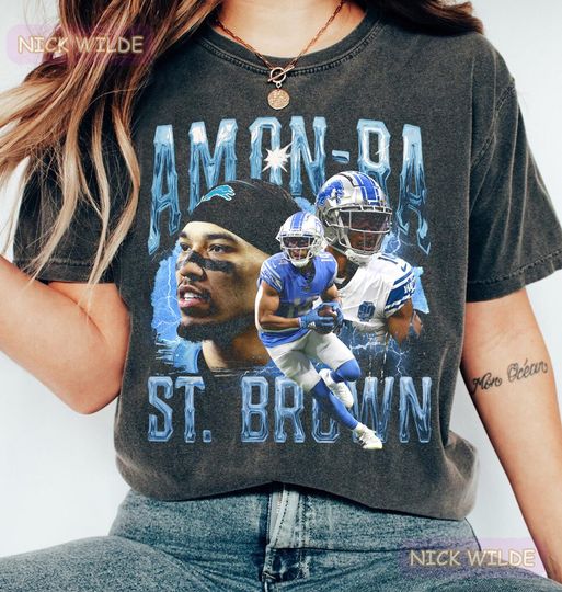 Amon-Ra St. Brown Bootleg Shirt | Vintage Detroit Lions Football Tee | Retro football Fan Gift, Amon Ra St Brown Shirt | Football Shirt