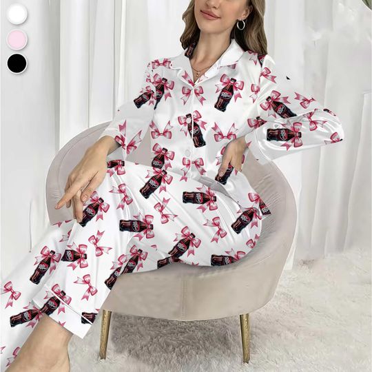 Coquette Dr Pepper Pajama Set, Drinks Lover Sleepwear & Loungewear, Gift for Dr Pepper Fan