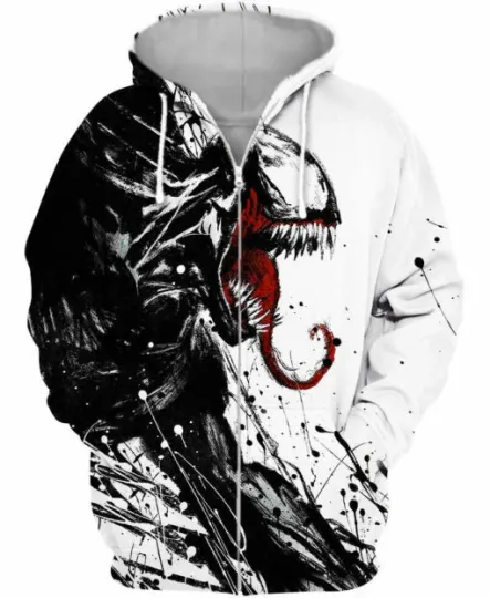 Venom Men's Zipper Hoodie Spiderman Boys Hoodie 3D Printing Marvel Jacket Deadpool Oversized Men's Hoodie Fashion Men's Clothing