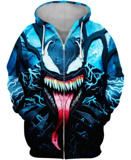 Venom Men's Zip Hoodie Captain America Boys Hoodie 3D Printing Oversized Jacket Deadpool Men's Hoodie Marvel Men's Clothing