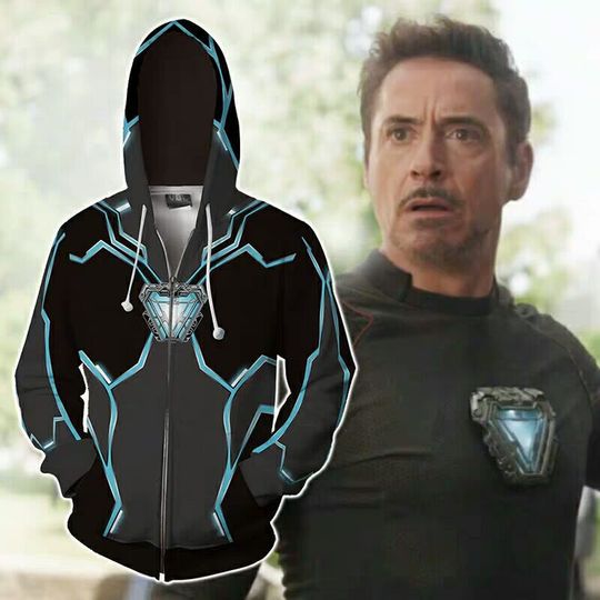 Discover Iron Man Cosplay Costume 3D Outwear Tony Stark Iron Man Hoodie Zipper Autumn Polyester Thin Jacket Party Costume Men Spring