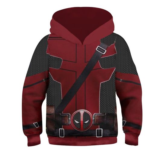 Children Deadpool Wolverine Sweatshirt Hoodies Cosplay Costume Superhero Role Play 3D Print Jacket Hooded Zipper Halloween Coat