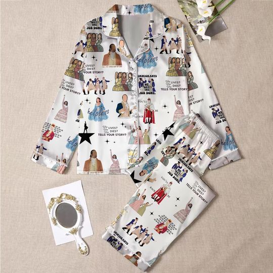Discover Hamilton Musical Pajamas Set for Adults, Broadway Theater Sleepwear, Alexander Hamilton Fan Gift
