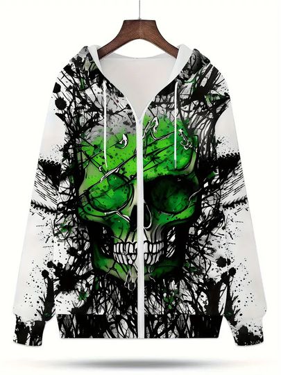 Flame Horror Skull 3D Print Autumn And Winter Zipper Hoodies Sweatshirts Men Women Hooded Oversized Hoodie Zip Sweatshirts Tops